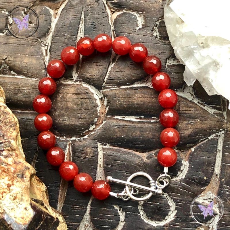 Carnelian Healing Bracelet With Silver Toggle Clasp
